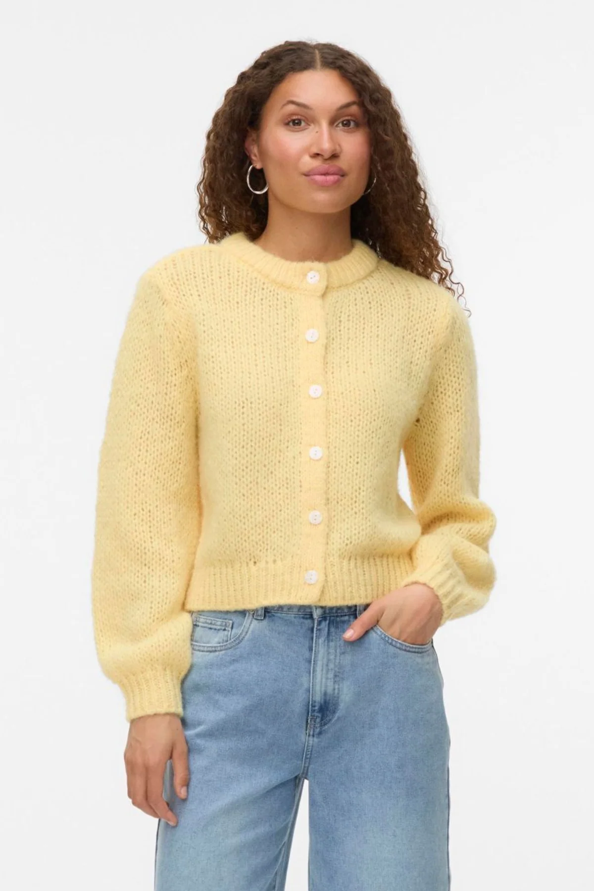 Wilo O -Neck -Strickjacke - blasse Banane