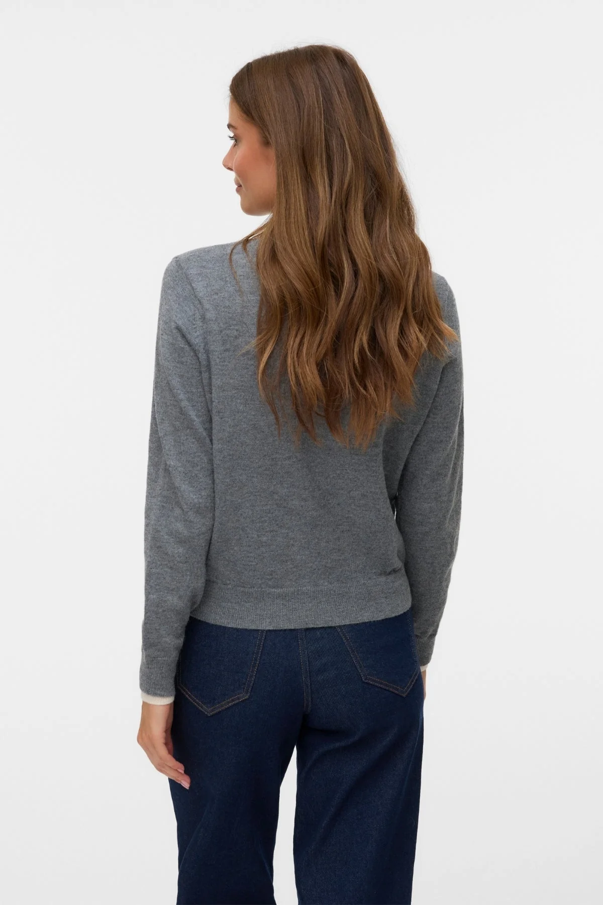 Wundervoller O-Neck Cardigan -Medium Grey Melange m. Birke - Image 3