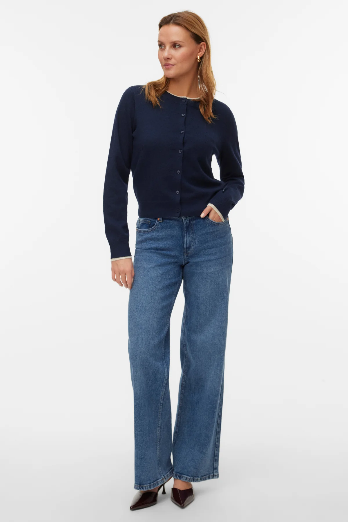 Wundervoller Cardigan mit O-Ausschnitt – Marineblauer Blazer m. Birke - Image 2