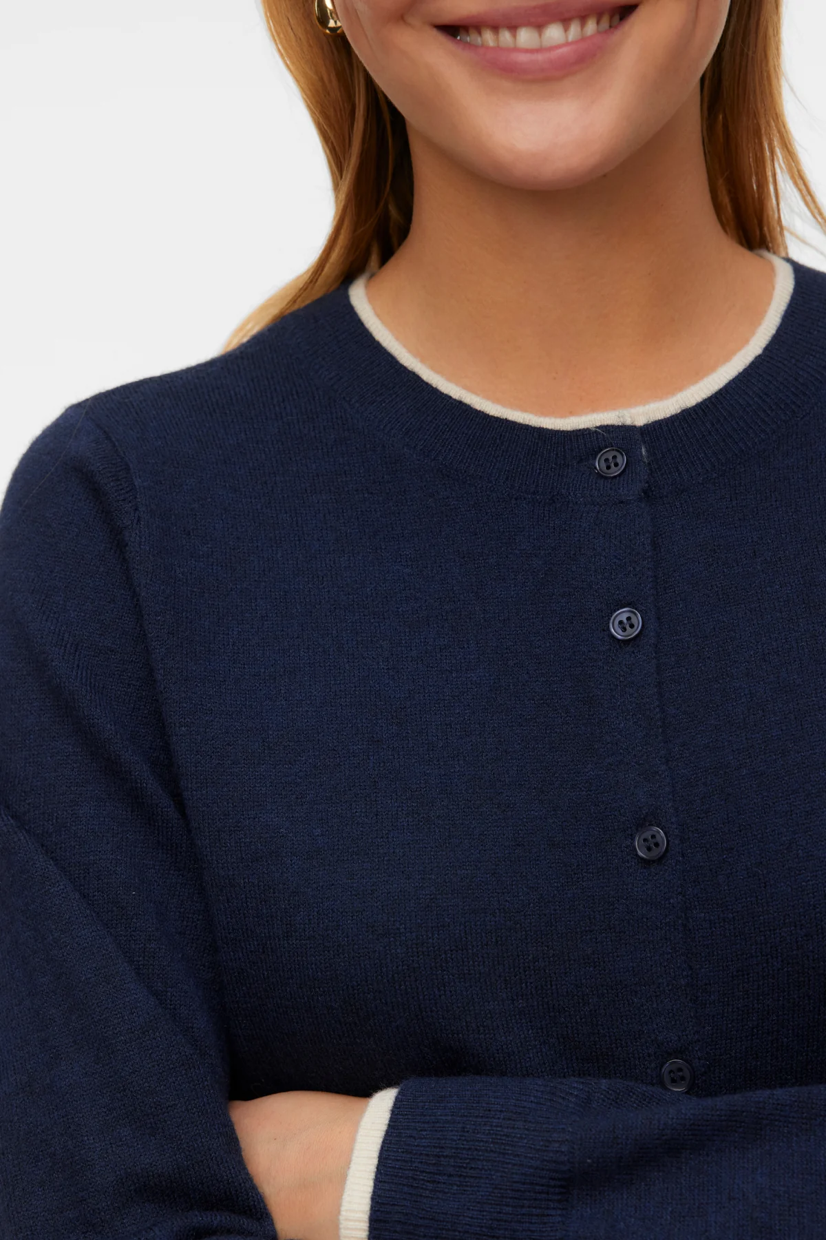 Wundervoller Cardigan mit O-Ausschnitt – Marineblauer Blazer m. Birke - Image 3