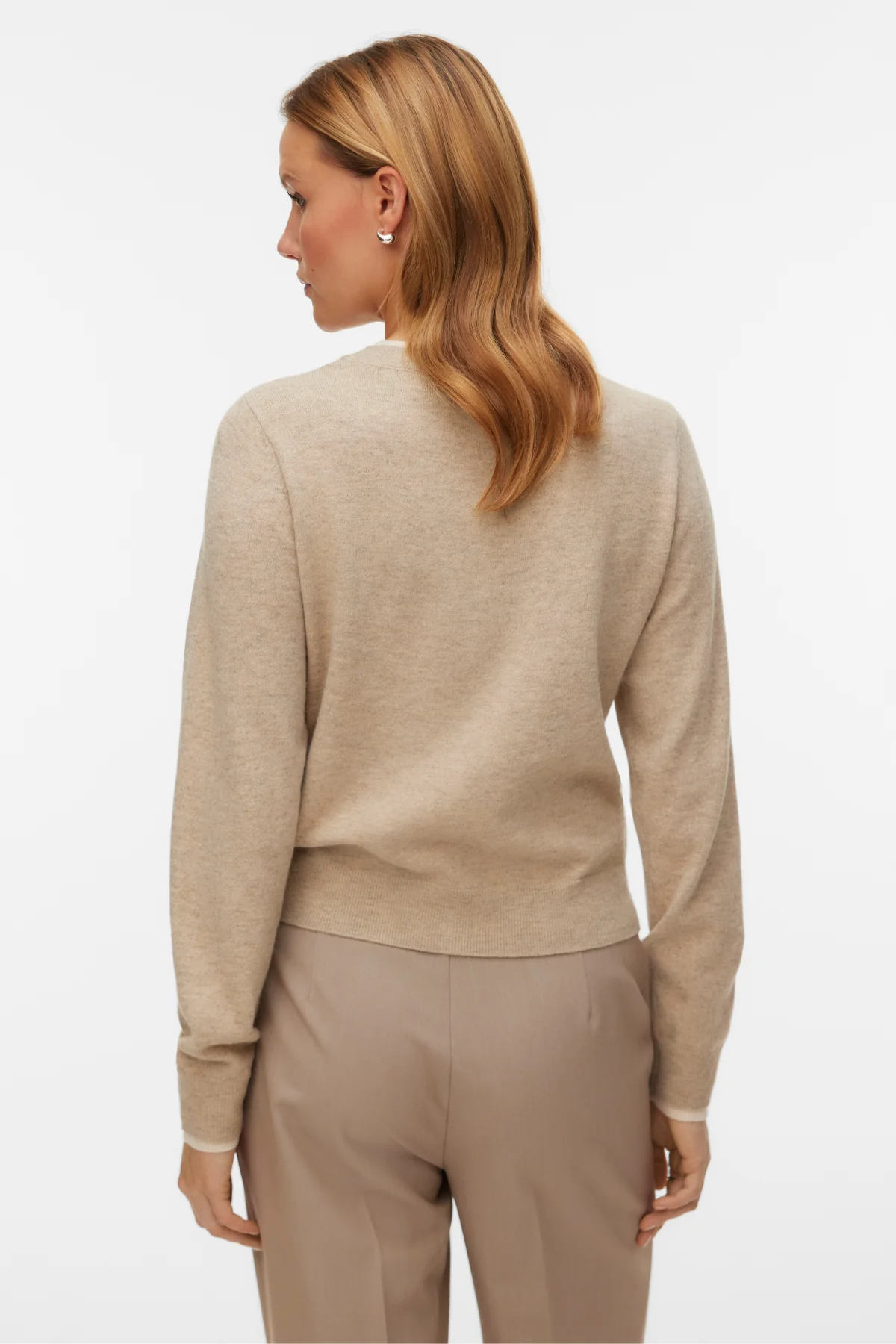 Wundervoller O-Neck Cardigan - Silver Mink Melange m. Birke - Image 4