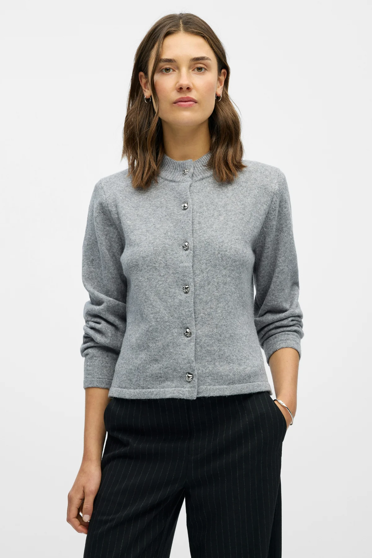 Zari -Strick -Strickjacke - mittelgraue Melange