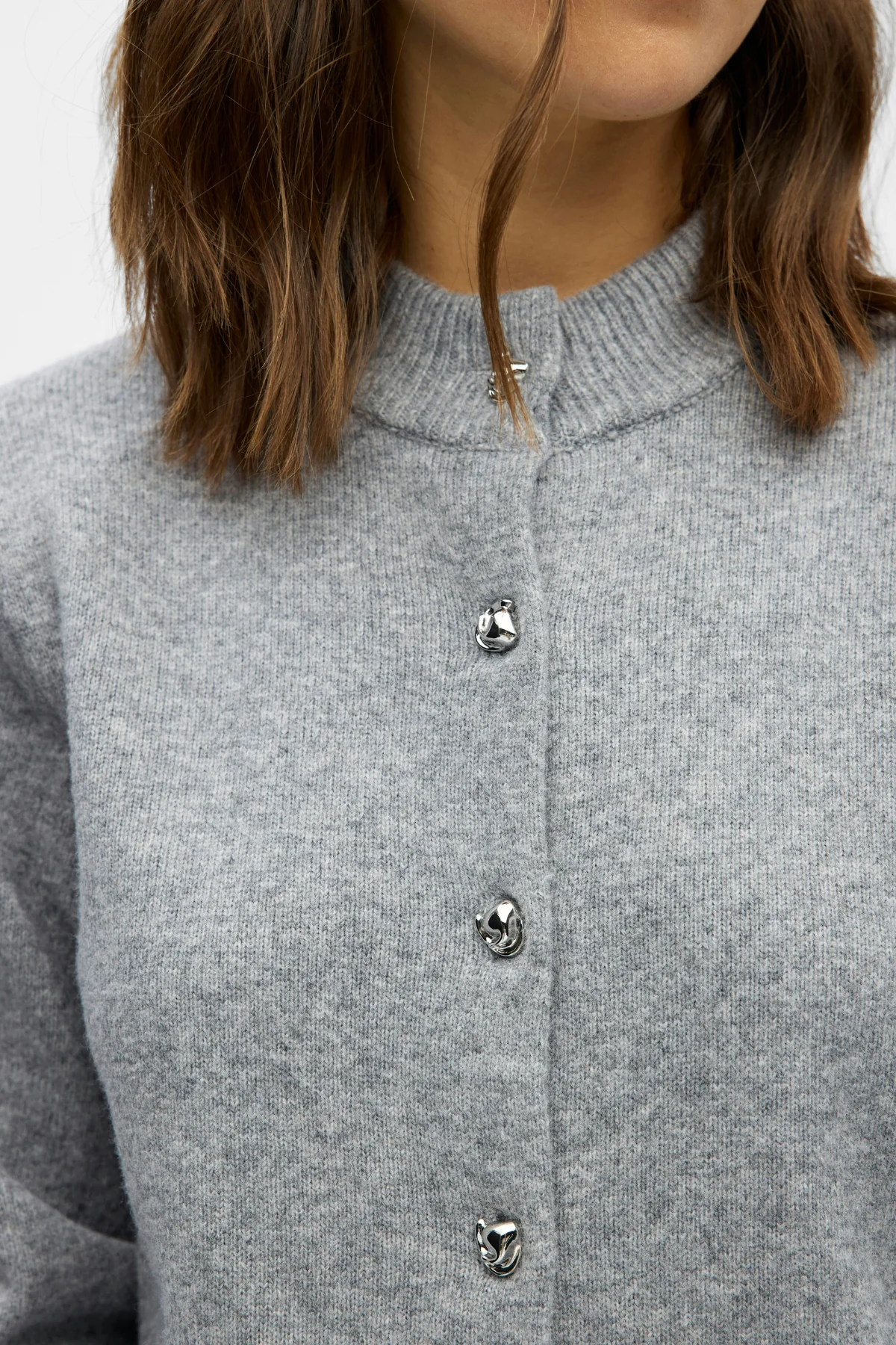 Zari -Strick -Strickjacke - mittelgraue Melange - Image 2