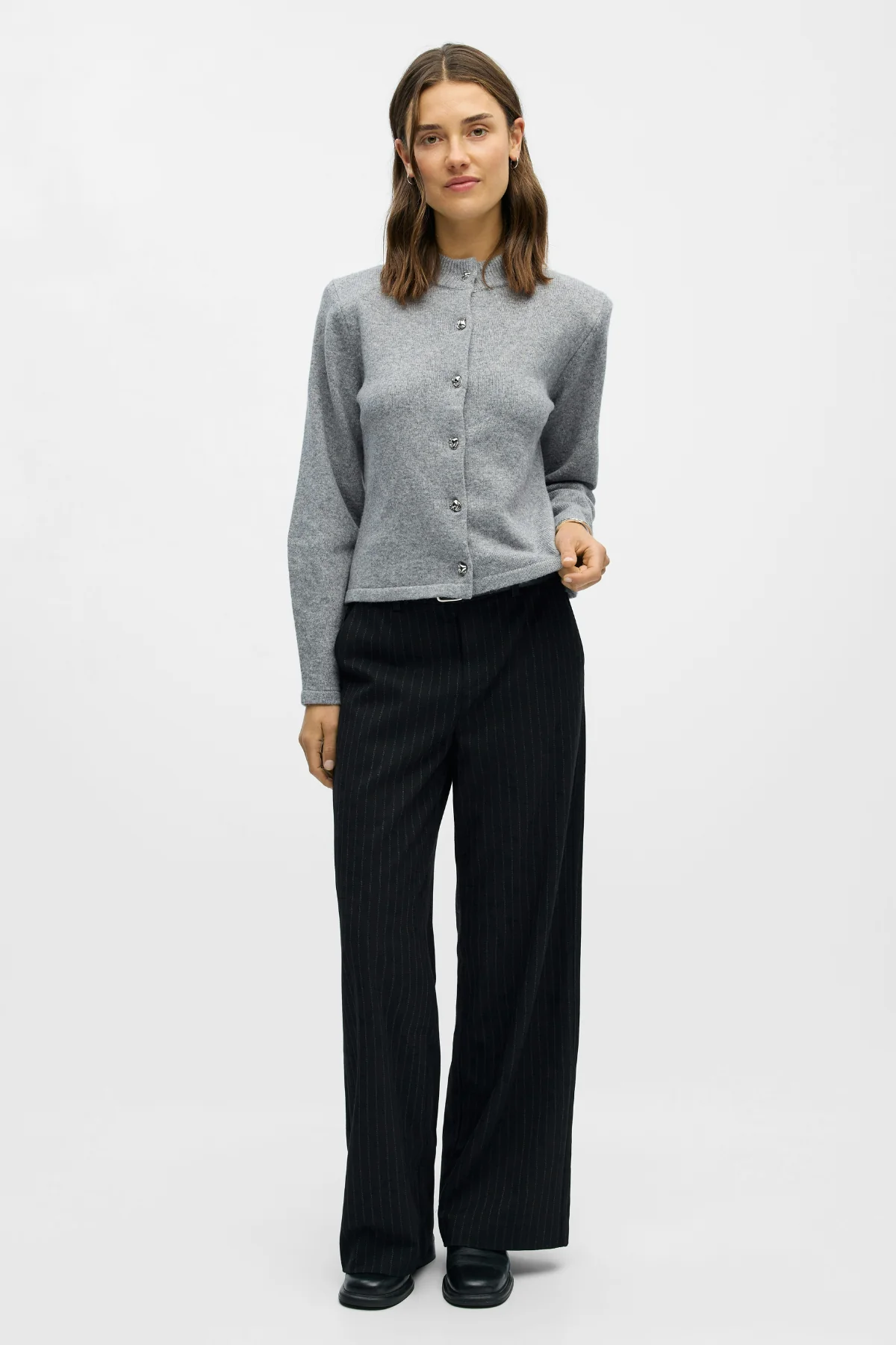 Zari -Strick -Strickjacke - mittelgraue Melange - Image 3