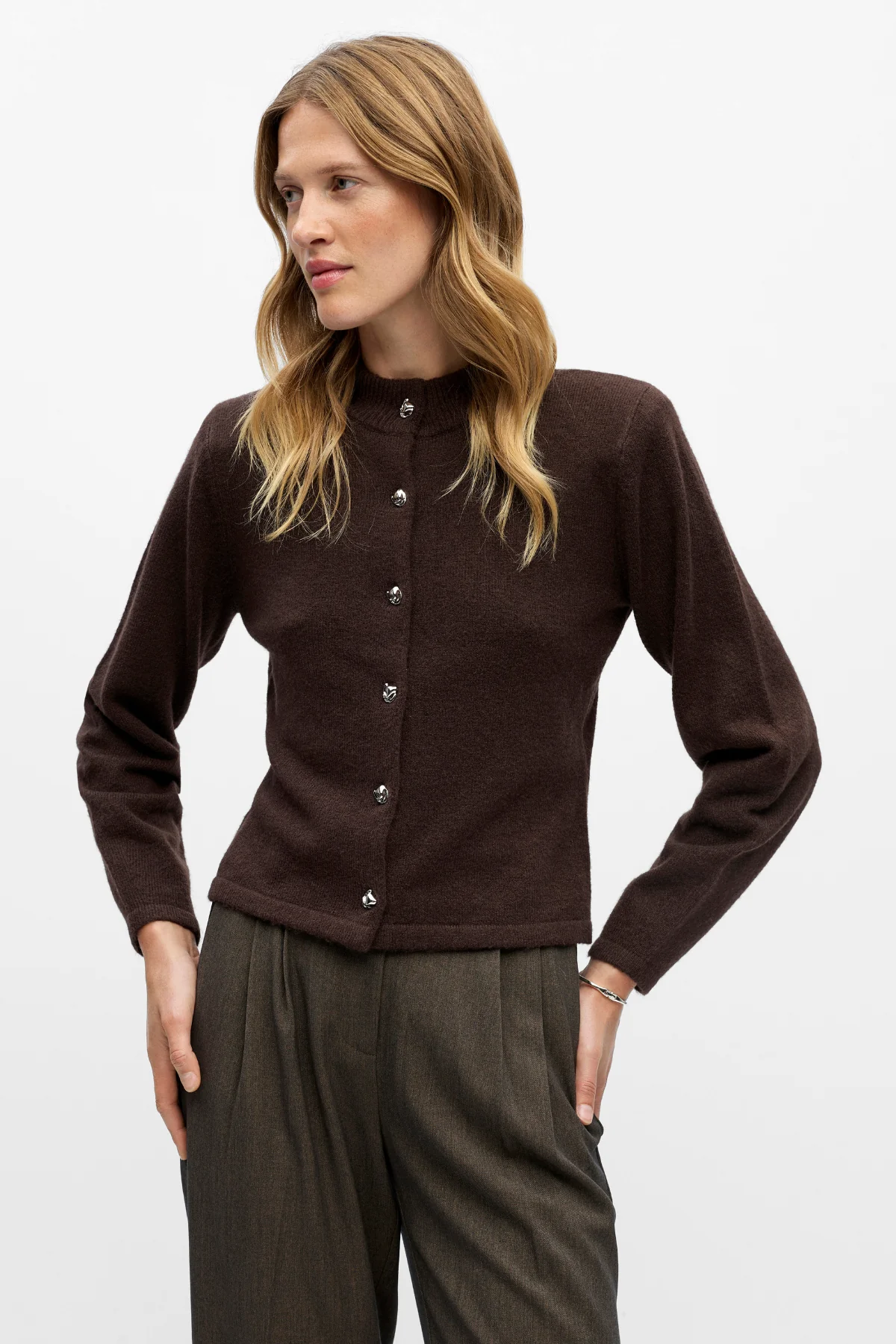 Zari -Strick -Strickjacke - Seehundbrauner Melange