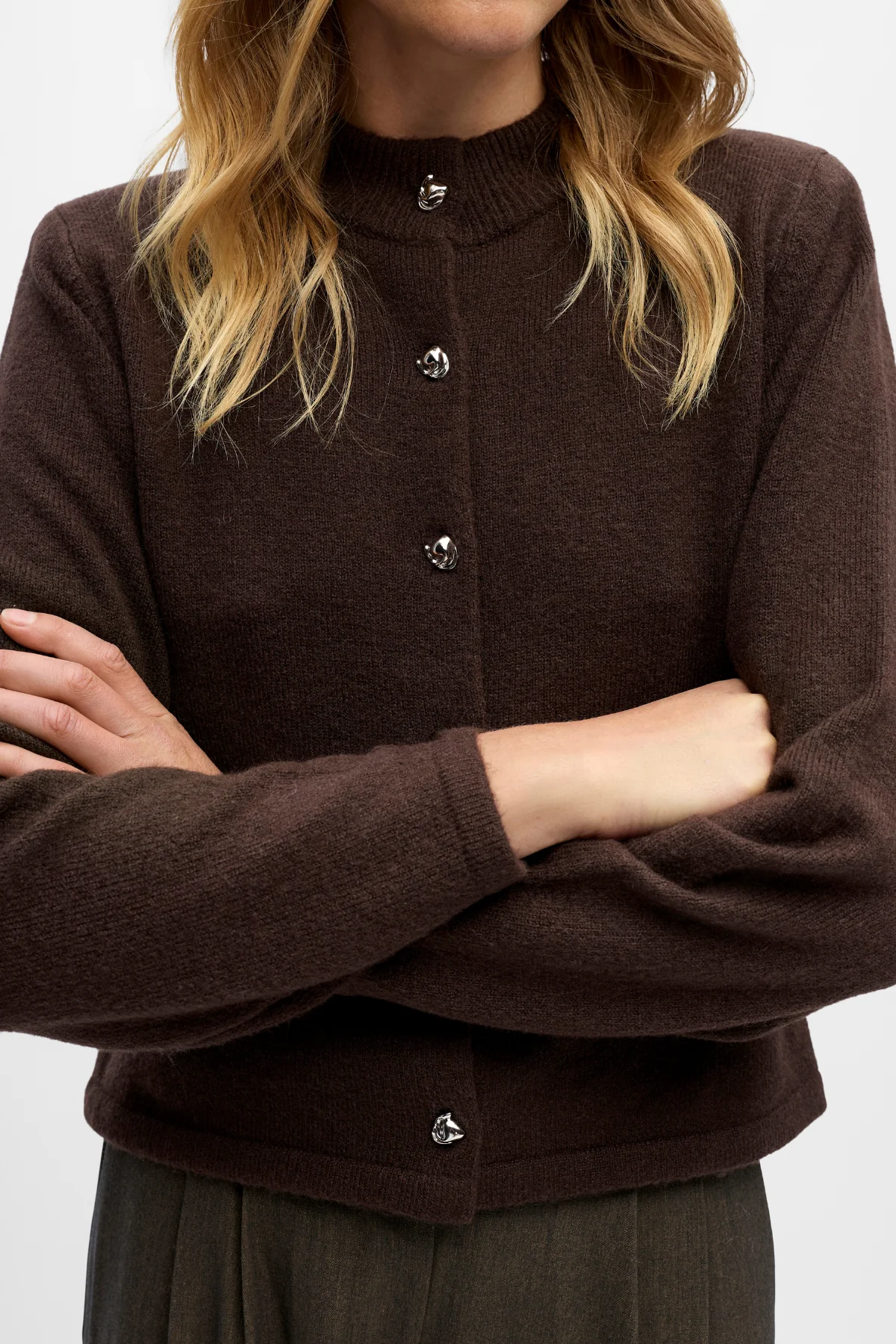 Zari -Strick -Strickjacke - Seehundbrauner Melange - Image 3